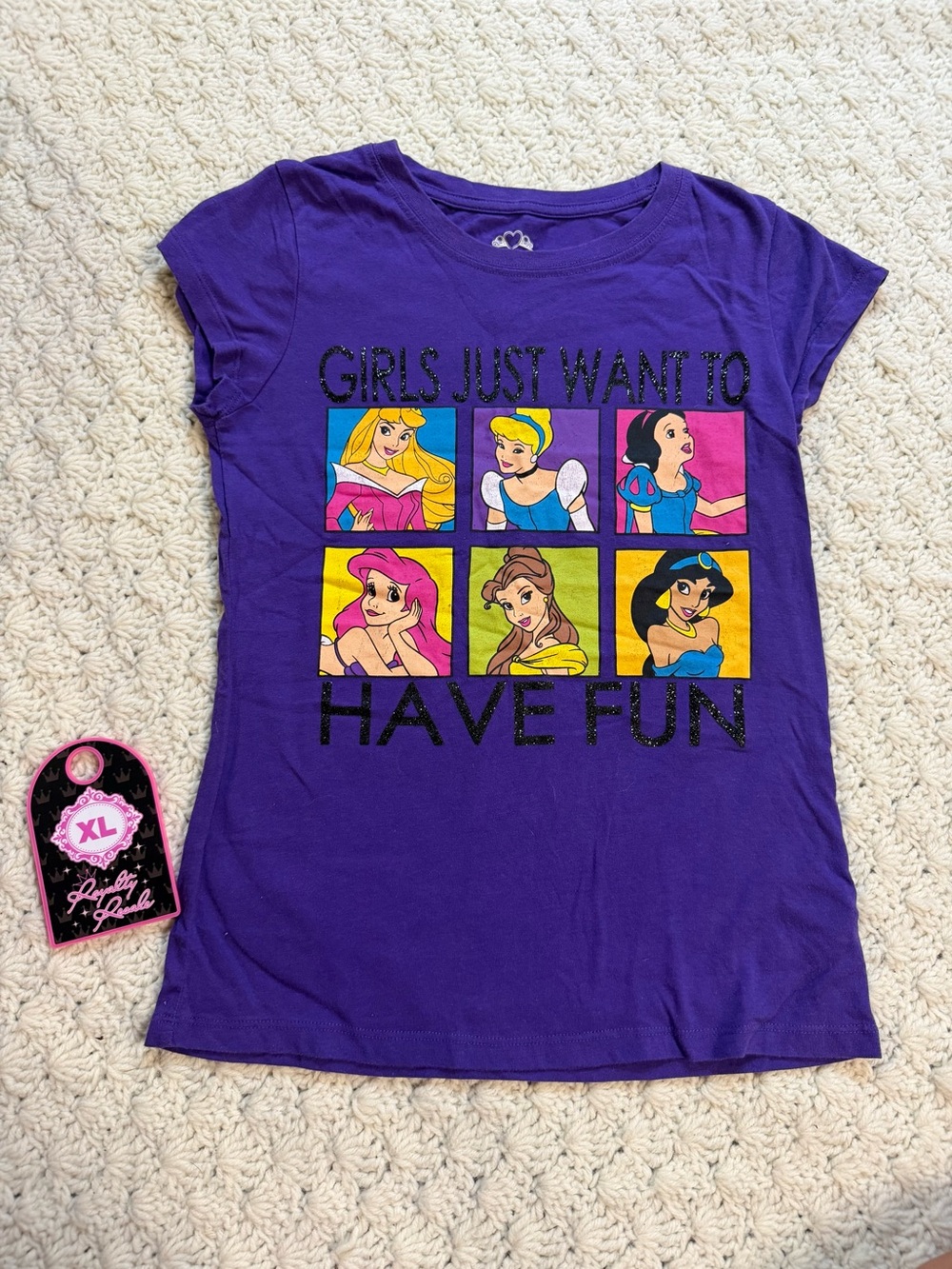 Disney Girls Purple Short Sleeve Princess Graphic Tee